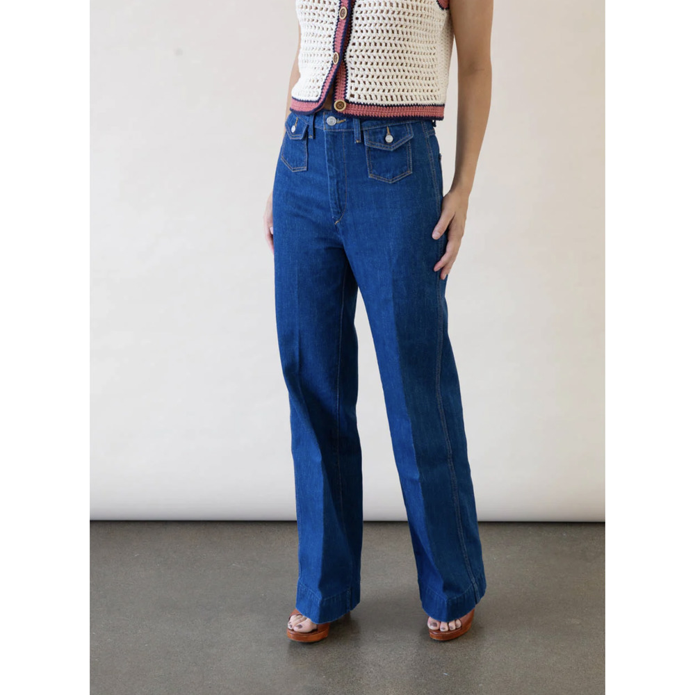 NEW $315 RE/DONE 70s Pocket High Rise Wide Leg Jeans - True Rinse - Picture 13 of 13